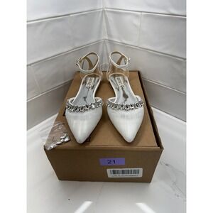 Badgley Mischka Evelynn Stone-Trimmed Satin Flats 8 1/2 in replacement box